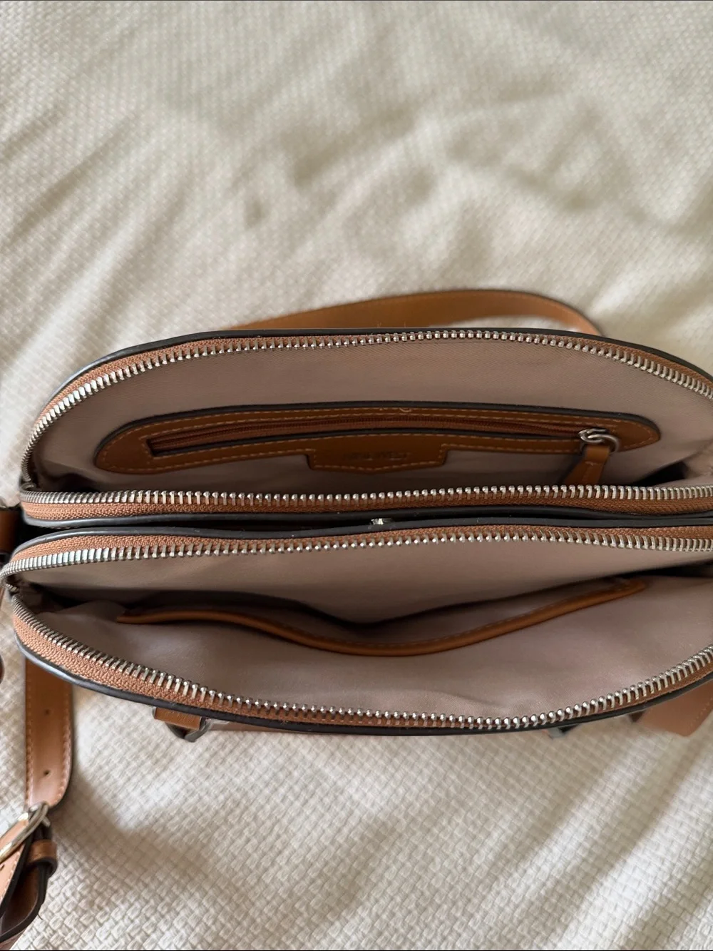 Nine West Tan & Beige Structured Satchel